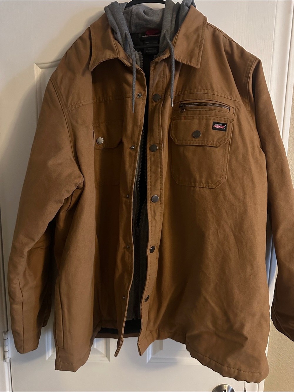 Dickies Brown Canvas Field Jacket with Gray Hood Liner